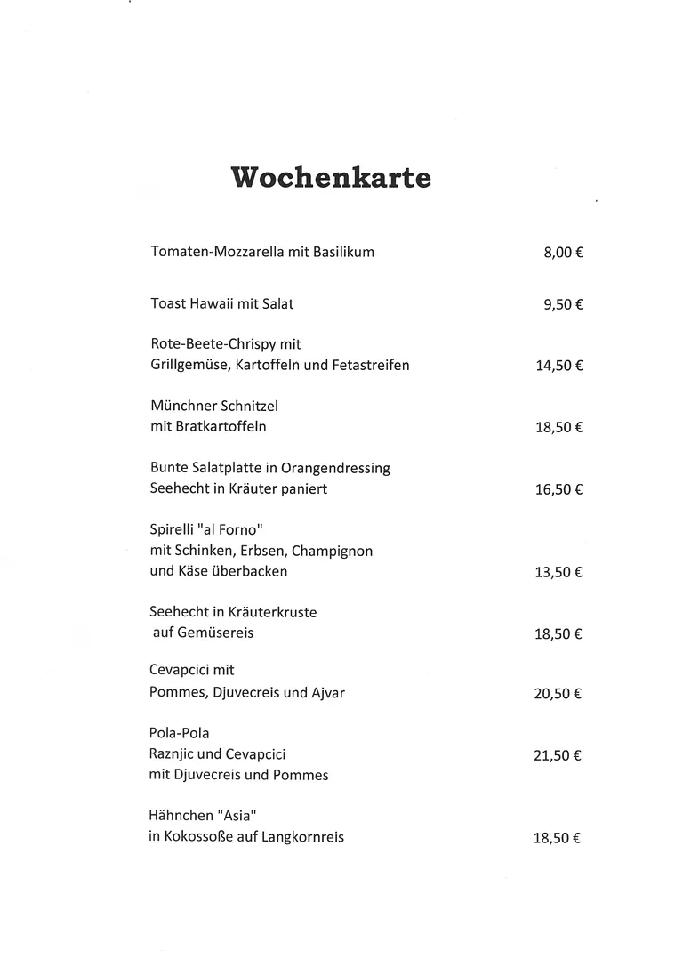 Wochenkarte