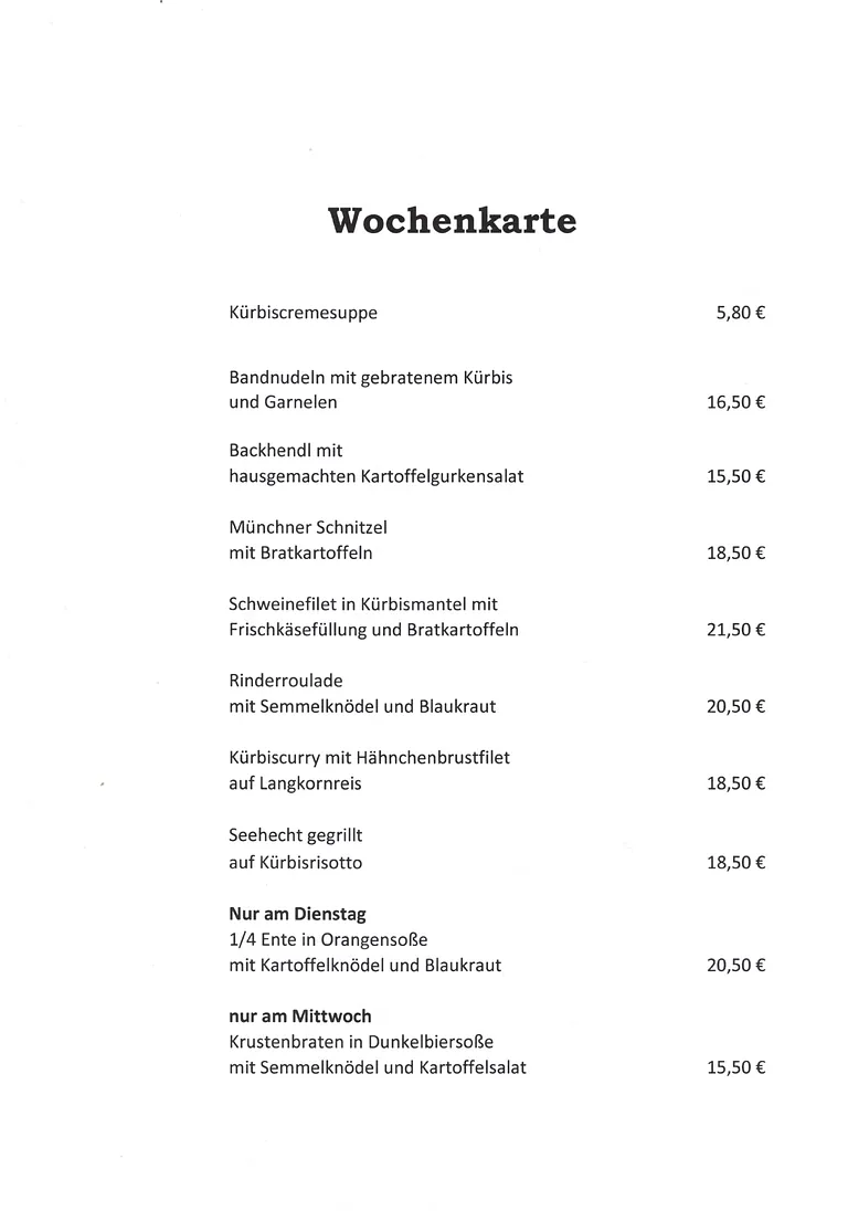 Wochenkarte